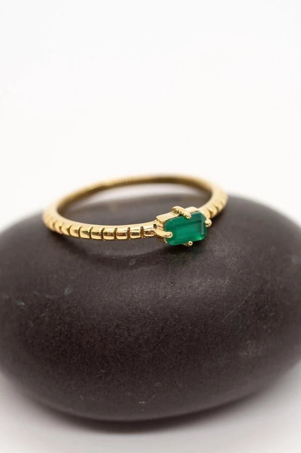 Women’s rings with channel-set peridot gems -Emerald  Stone Stack Ring