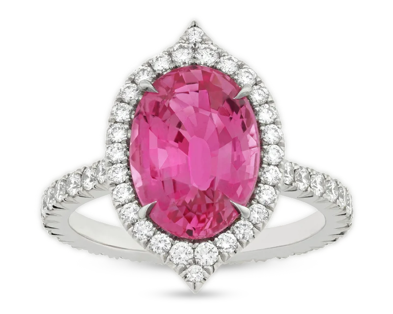 Women’s rings with rough opal for beauty -Untreated Pink Sapphire Ring, 4.03 Carats