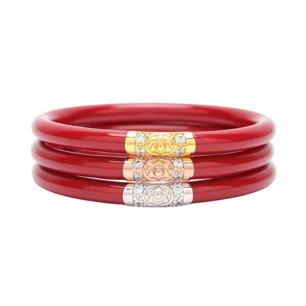 Bangles with pave-set diamonds for dazzle -BuDhaGirl Red Three Kings All Weather Bangles