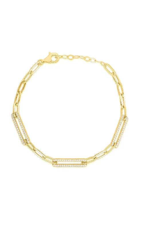 Bangles with herkimer diamonds for raw clarity -Paperclip Chain Link Bracelet