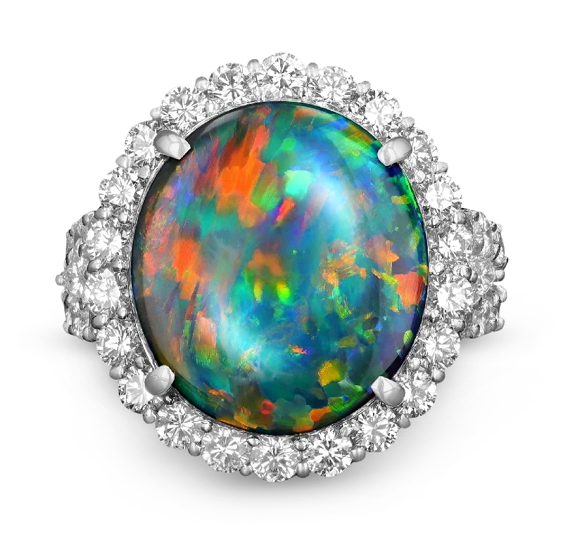 Women’s rings with starburst sapphire for radiance -Black Opal Ring, 7.81 carats