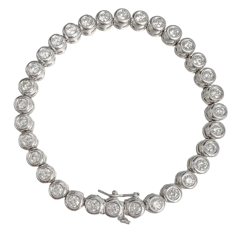 Bracelets with floral motifs for romantic touch -14k White Gold 32 Stone Diamond Tennis Bracelet 6.60ctw G SI2 7.25"