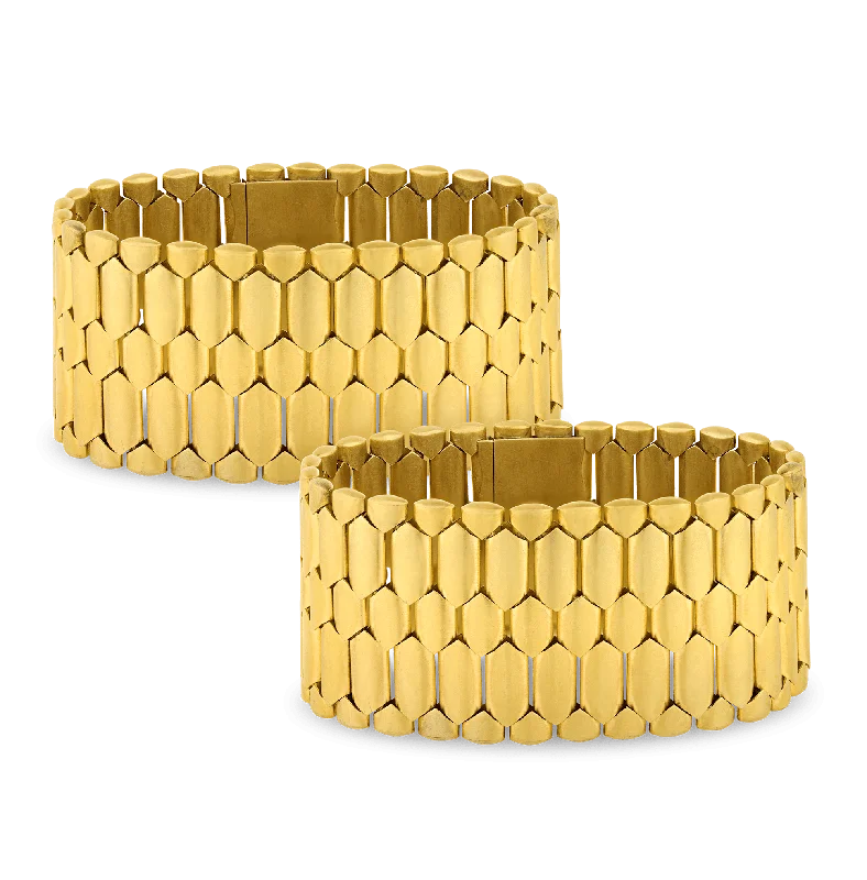 Bangles with chunky designs for statement wear -Convertible Gold Bracelets