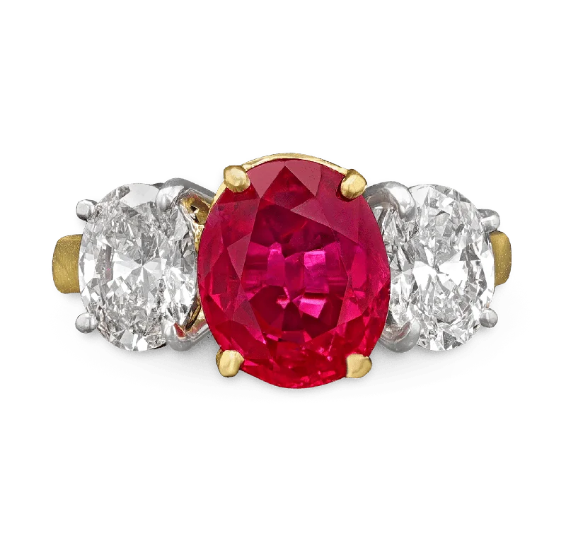 Women’s rings with topaz gems for brilliance -Burma Ruby Ring, 4.03 carats