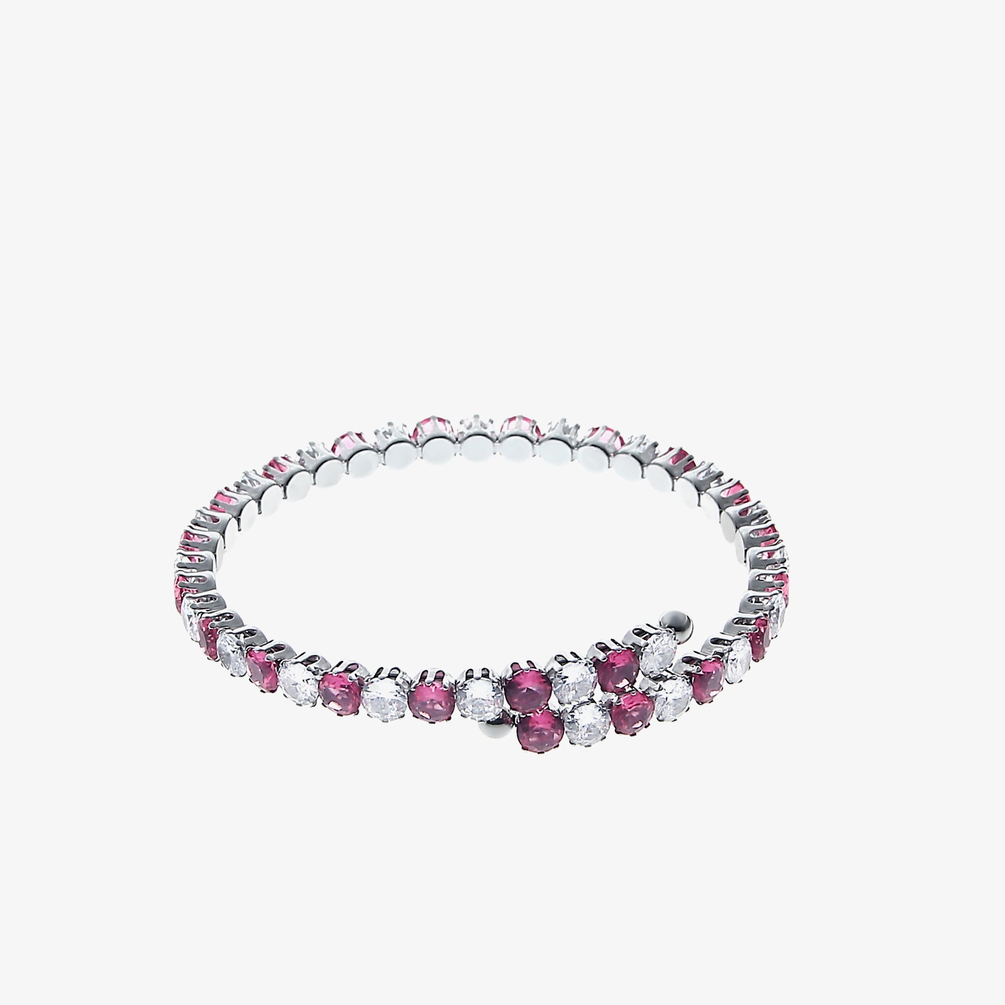 Pink and white diamond bracelet / 18 cm (7 inches)