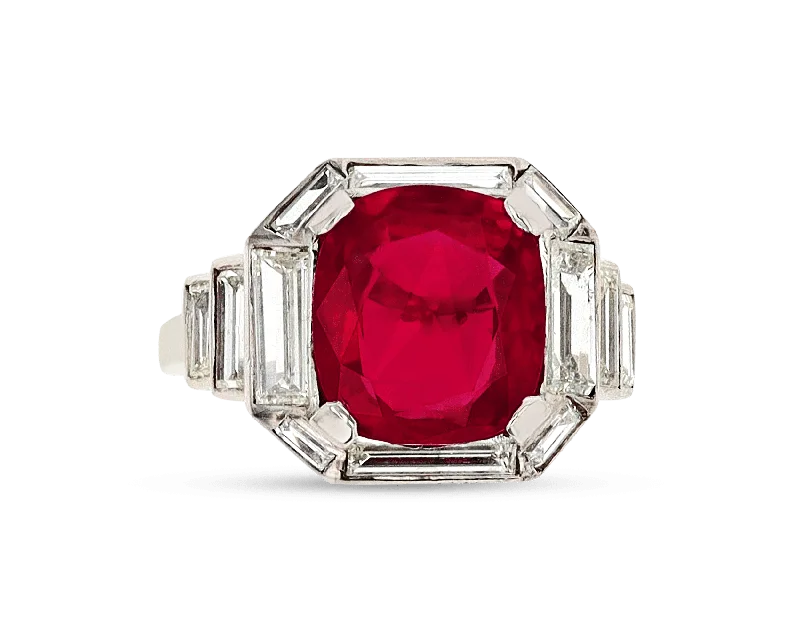 Women’s rings with lotus-inspired sapphire bands -Brilliant-Cut Ruby Ring, 3.60 Carats