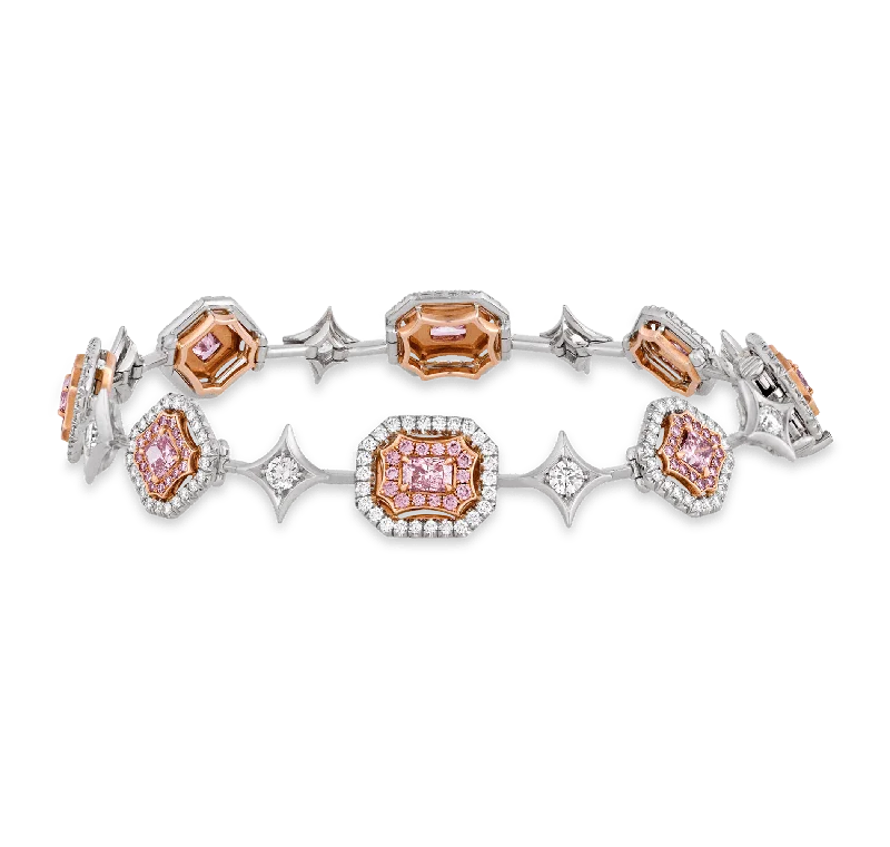 Bangles with aquamarine stones for sea hues -Pink and White Diamond Bracelet, 4.15 carats