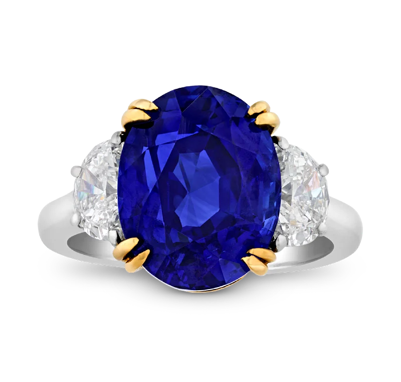 Women’s promise rings with subtle star engravings -Unheated Burma Sapphire Ring, 8.07 carats