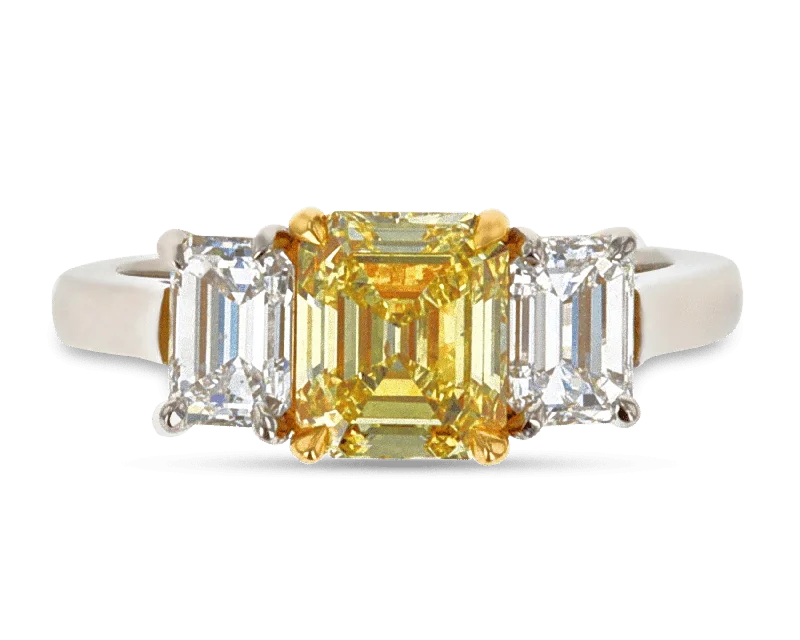 Women’s rings with pearl clusters for elegance -Fancy Intense Yellow Diamond Ring, 1.53 Carats