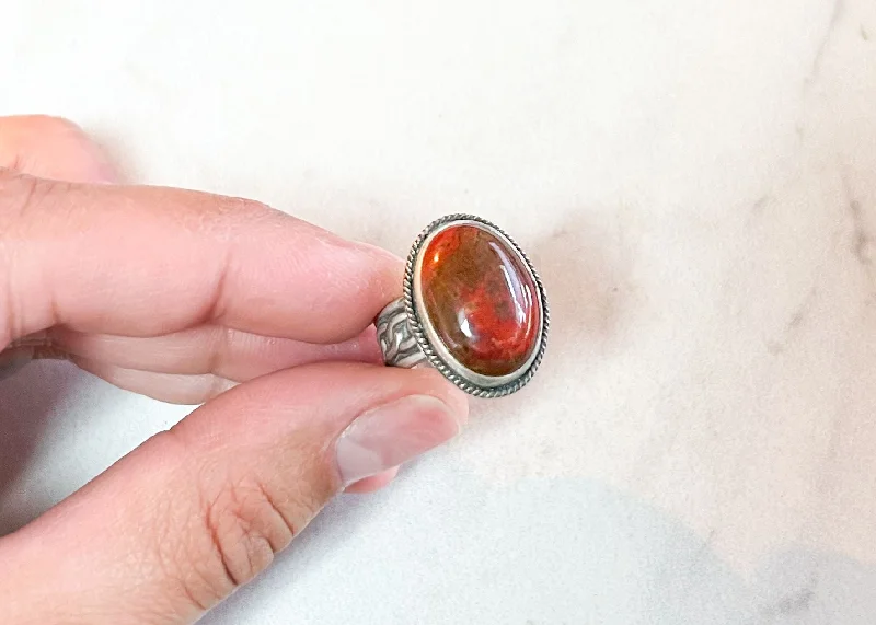 Women’s rings with yin-yang onyx designs -Red Jasper Ring - sz. 6