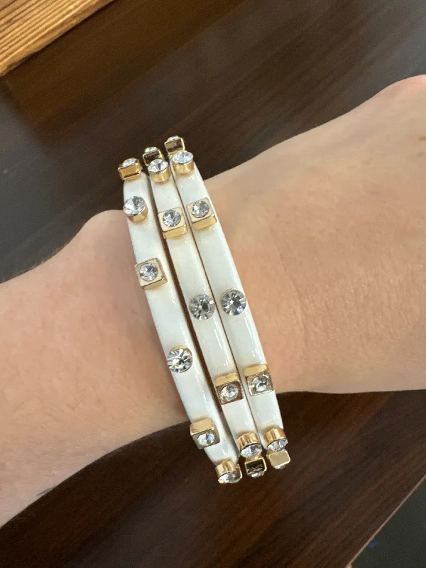 Bracelets with adjustable chains for perfect fit -City Girl Jewel Stark White Bangles