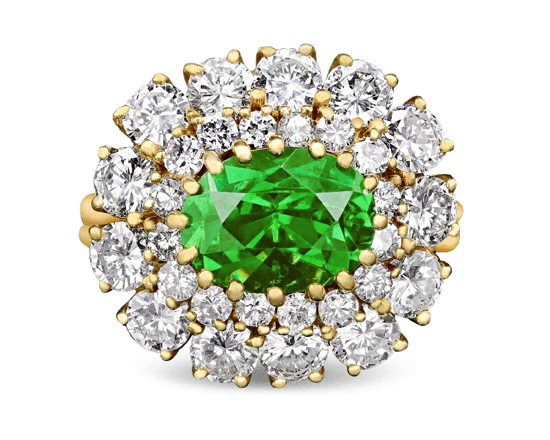 Women’s rings with sleek hematite for sheen -Julius Cohen Demantoid Garnet Ring, 4.02 Carats