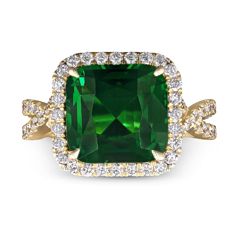 Women’s rings with rough opal for beauty -Tsavorite Garnet Ring, 7.02 carats