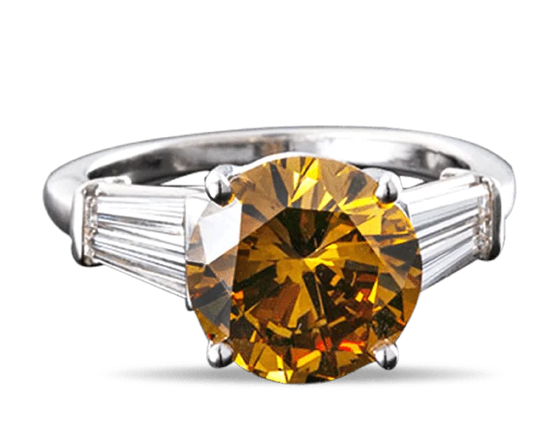 Women’s delicate rings with tiny sapphire accents -Natural Fancy Deep Brown-Orange Diamond Ring, 3.11 Carats