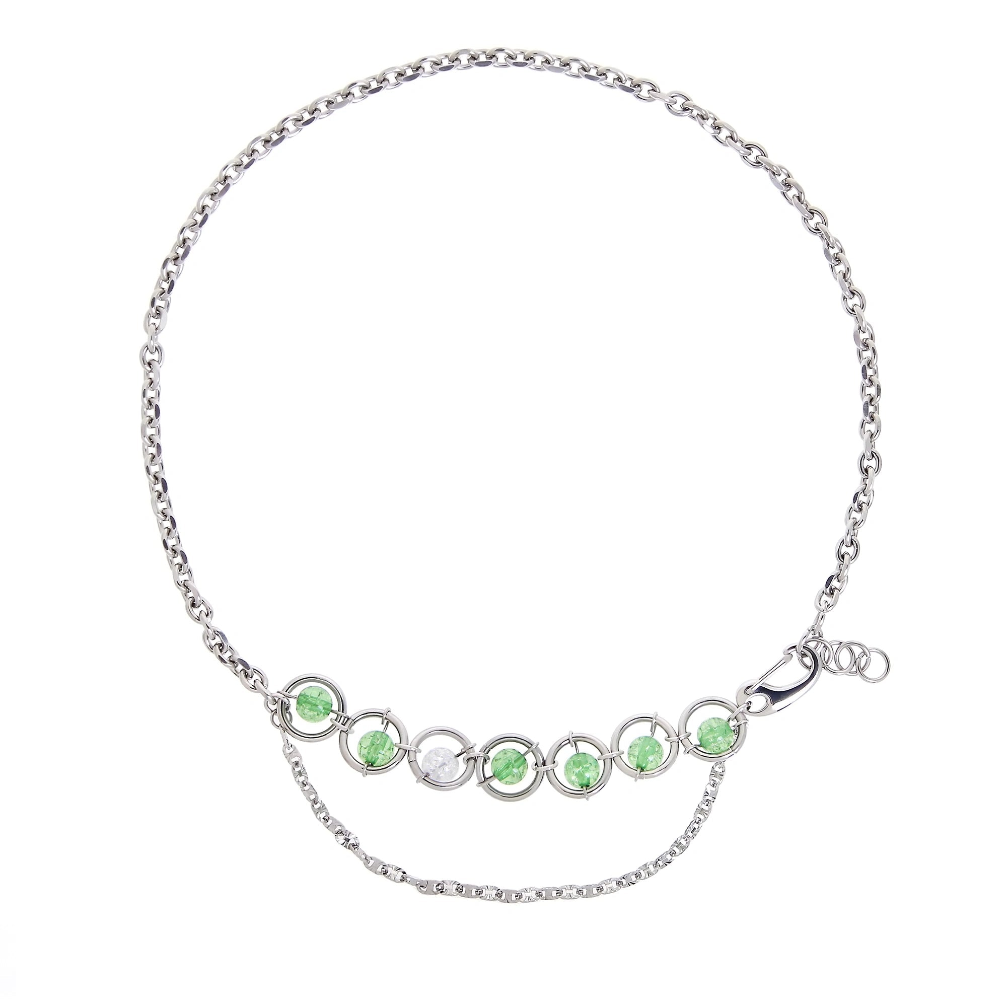 Green Crystal Necklace / 49+5 cm ( 21.26 inches )