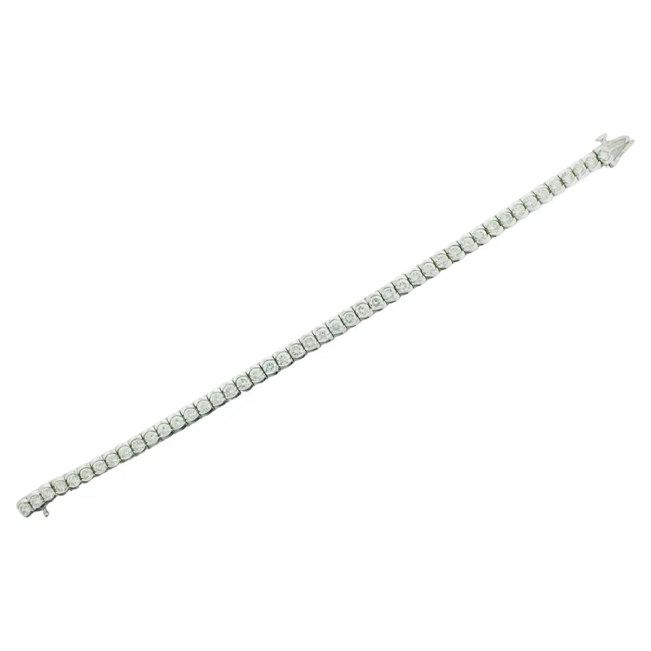 Bracelets with sapphire gems for blue sparkle -Diamond Straight Line Bracelet 7.10 Carats in White Gold