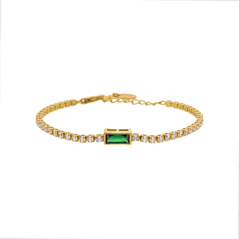 Bangles with aventurine gems for green luck -Emerald Luxe Diamond Bracelet