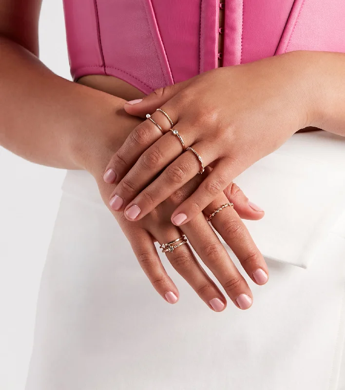 Women’s rings with sleek hematite for sheen -Dainty Sparkle Rhinestone Ring Set