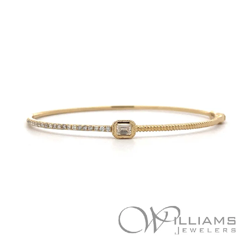 Rose gold bangles with geometric cutout designs -Williams Signature 14 Karat Diamond Bracelet