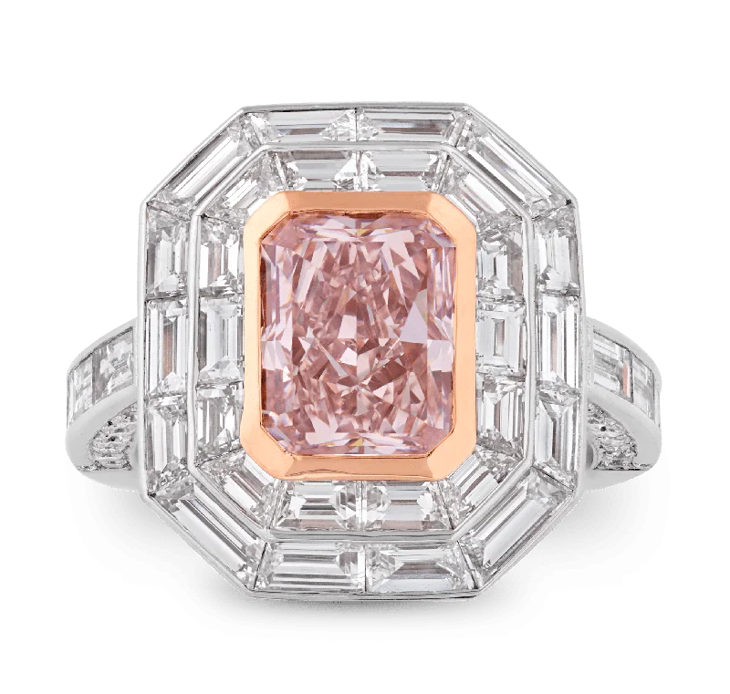 Women’s rings with tiger eye band warmth -Natural Fancy Pink Diamond Ring, 3.06 carats