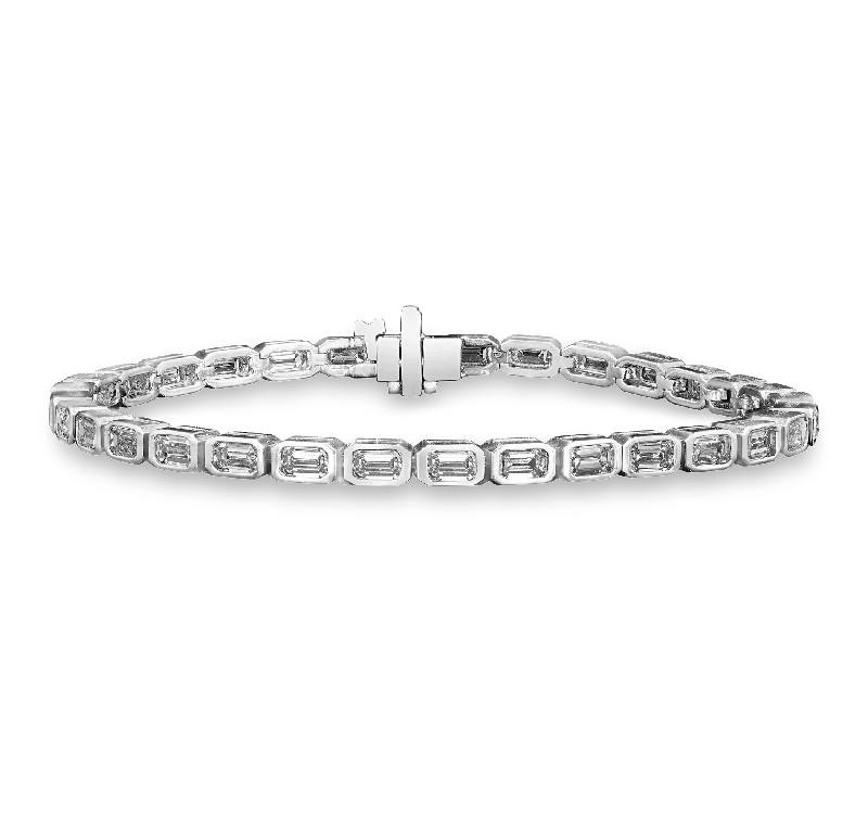 Bracelets with open cuff for easy wear -Emerald-Cut Diamond Line Bracelet, 6.54 carats