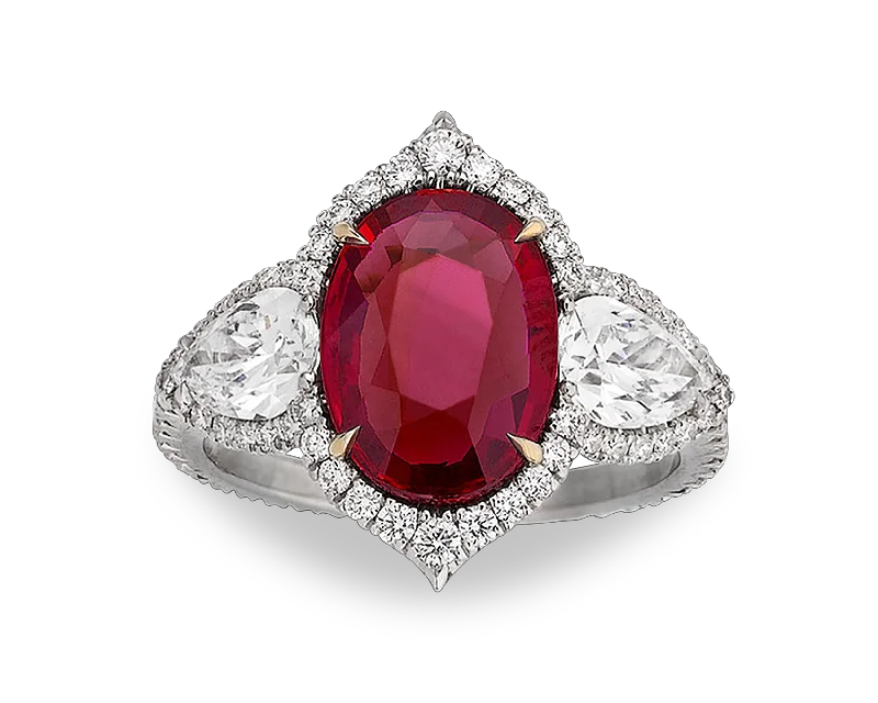 Women’s rings with starburst sapphire for radiance -Untreated Ruby and Diamond Ring, 3.02 Carats