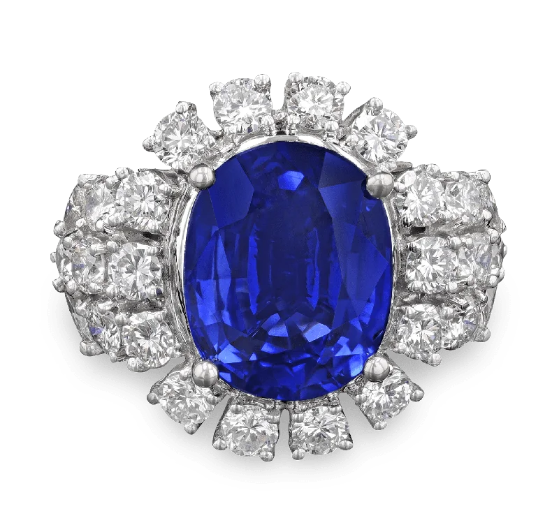 Women’s rings with matte silver for understated -Ceylon Sapphire Ring, 8.11 carats