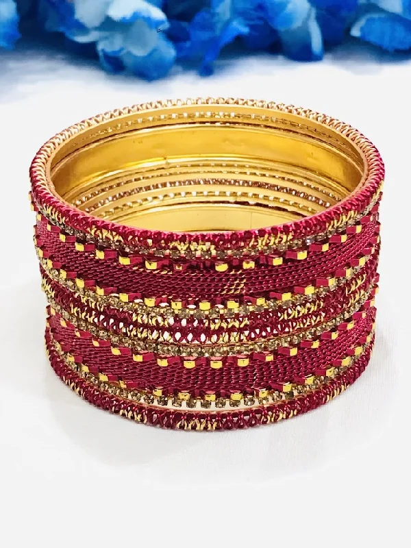 Bracelets with leather wrap for edgy look -Exclusive Red Color Design Metal Bangles For Women