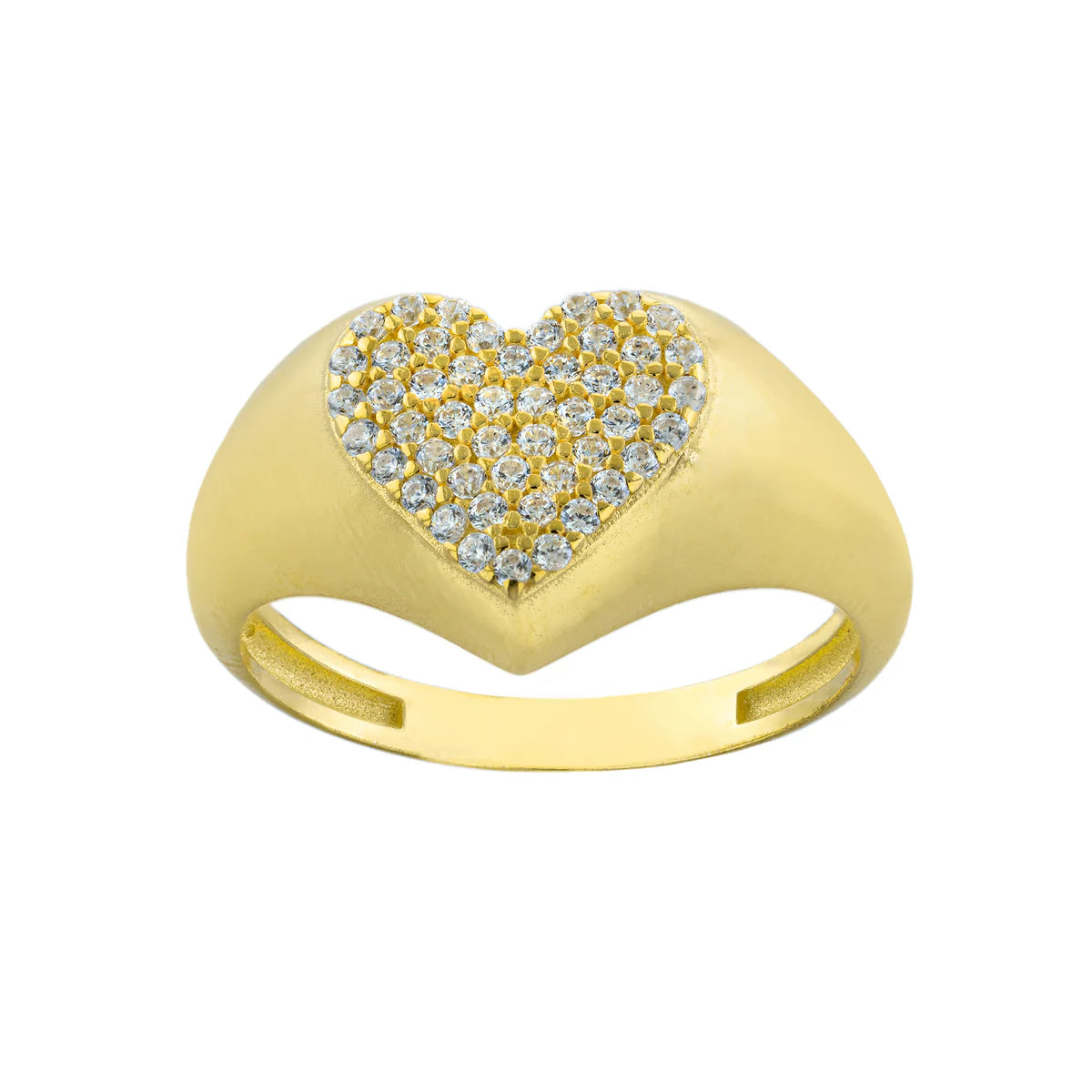 Women’s statement rings with large coral gems -Pavé Heart Signet Ring