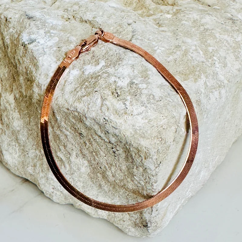 Bracelets with lotus motifs for spiritual vibe -Bracelet - Rose Gold Herringbone - SALE!