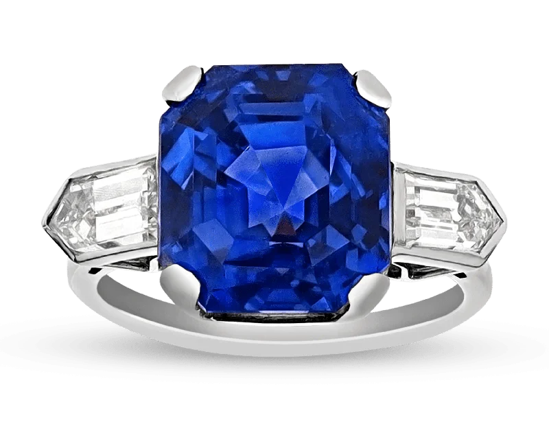 Women’s layered rings with mixed gemstone bands -Untreated Ceylon Sapphire Ring, 11.95 Carats