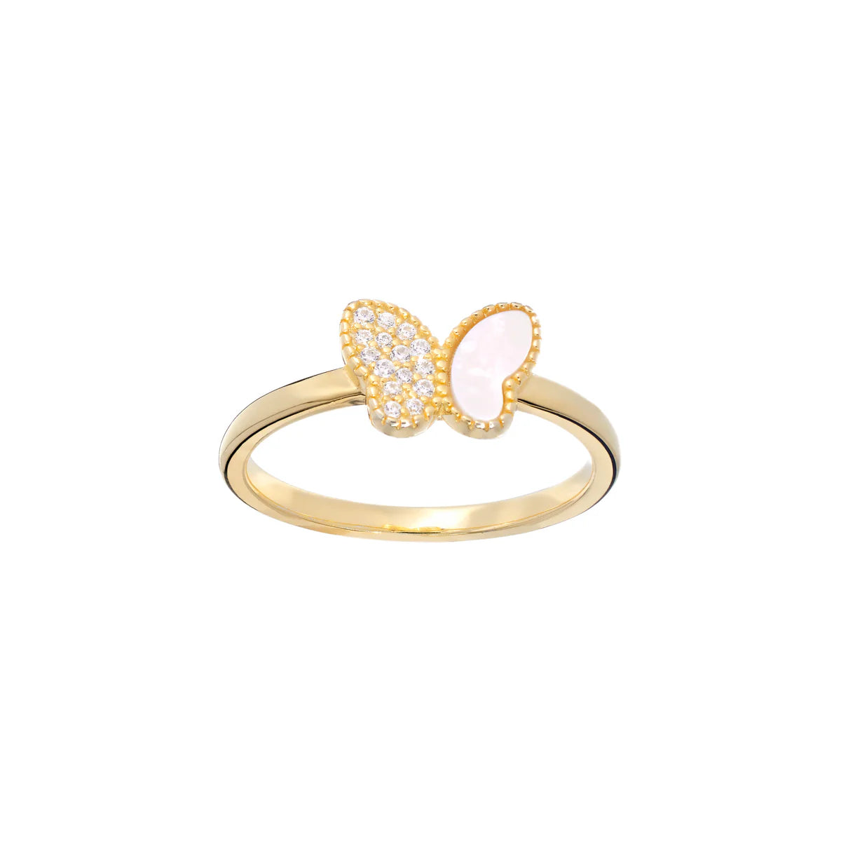 Women’s rings with peacock ore for iridescence -Pavé Pearl Butterfly Ring