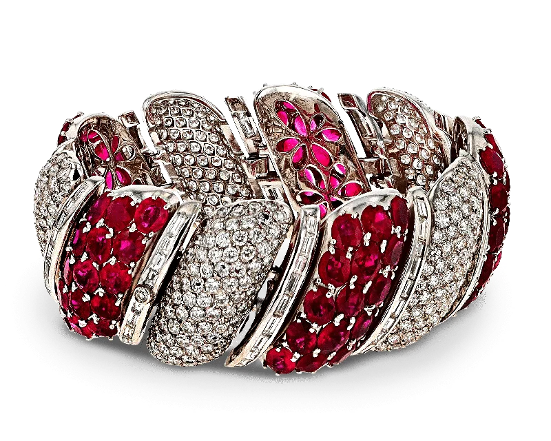 Bracelets with sunstone gems for fiery shine -Burma Ruby and Diamond Bracelet