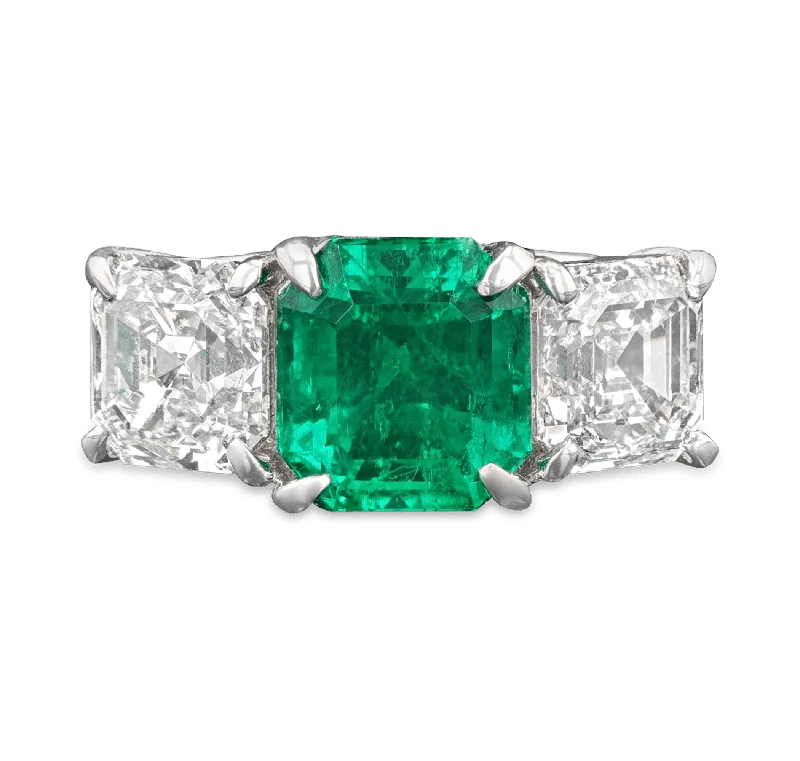 Women’s rings with geometric ruby for trend -Colombian Emerald Ring, 2.38 carats