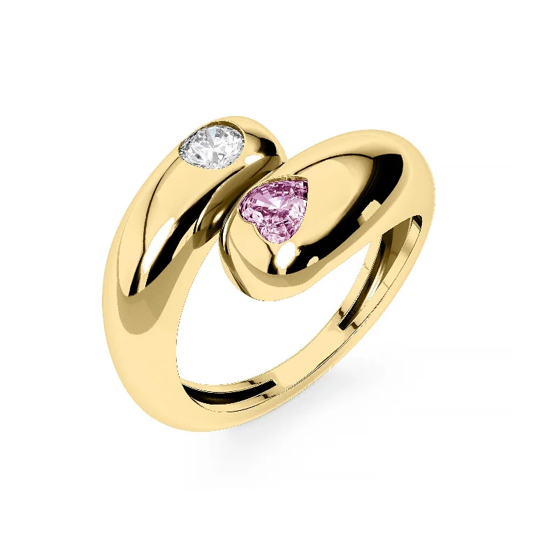 Women’s rings with branch-inspired amethyst bands -Diamond 14K Heart Stone Wrap Ring