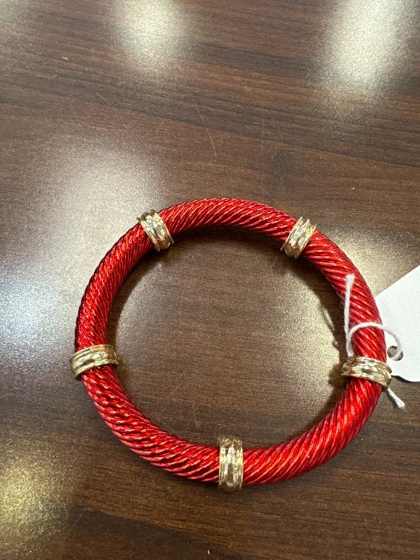 Vintage bangles with intricate filigree metalwork -Red Twisted Elastic Bracelet