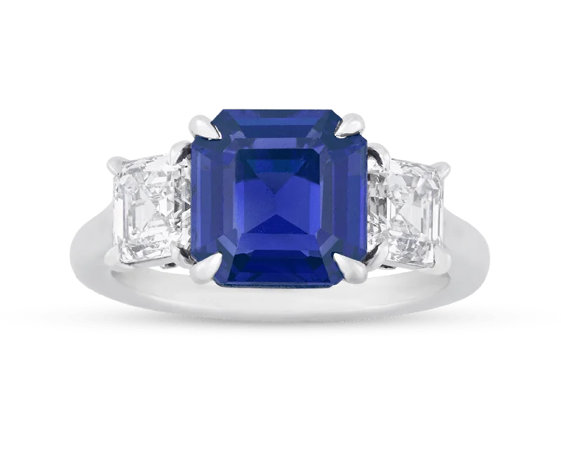 Women’s rings with agate slices for earthiness -Unheated Kashmir Sapphire Ring, 3.32 Carats