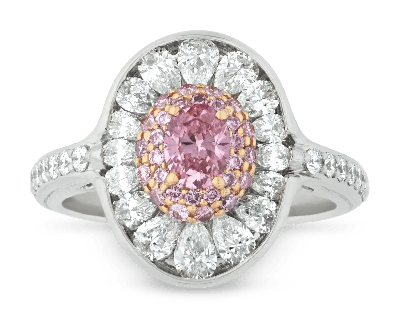 Women’s vintage-style rings with oxidized finish -Argyle Fancy Vivid Pink and White Diamond Ring