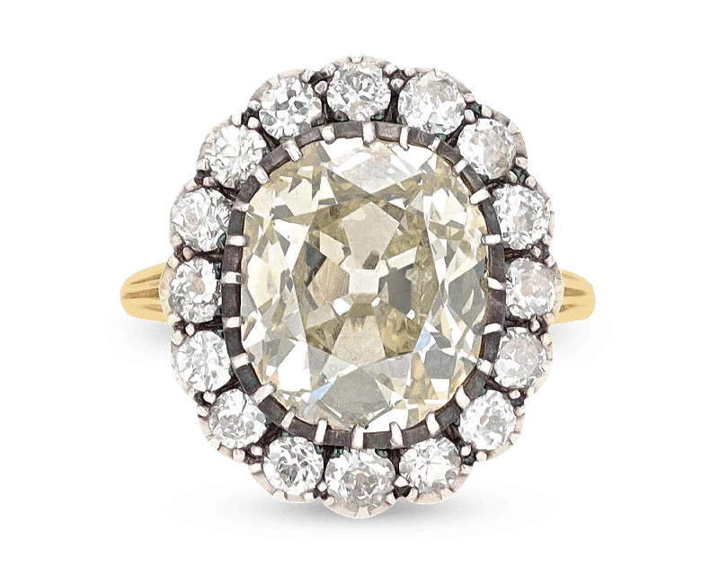 Women’s rings with shield-cut topaz stones -Antique Diamond Ring, 6.69 Carats