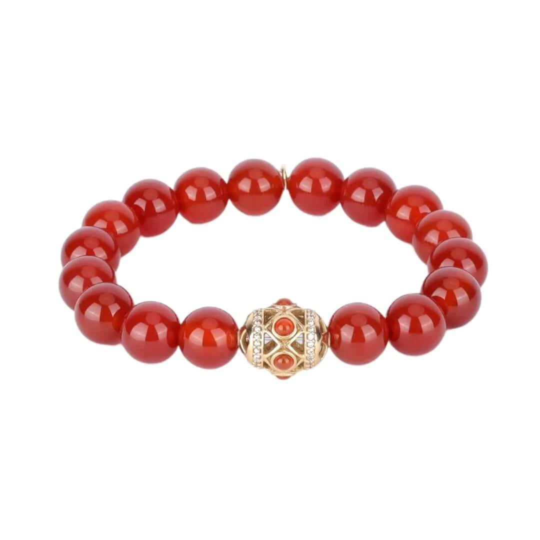 Bangles with personalized initial charm engravings -BudhaGirl Minerva Red Onyx Bracelet