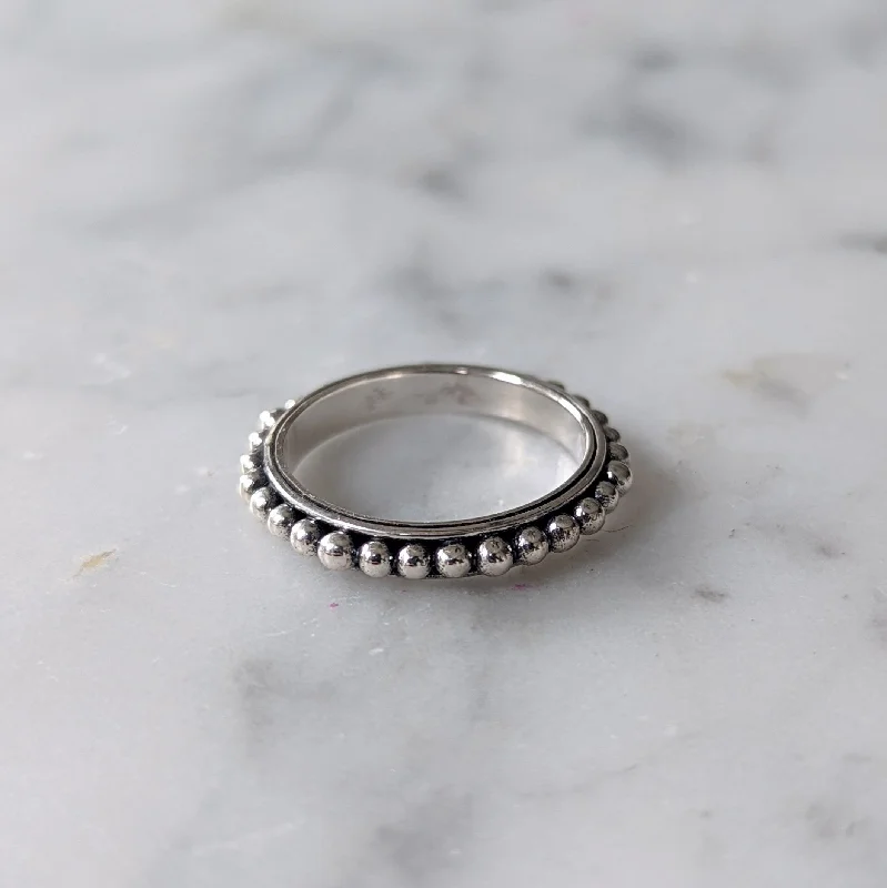 Women’s rings with matte silver for understated -Granulated Stack Ring