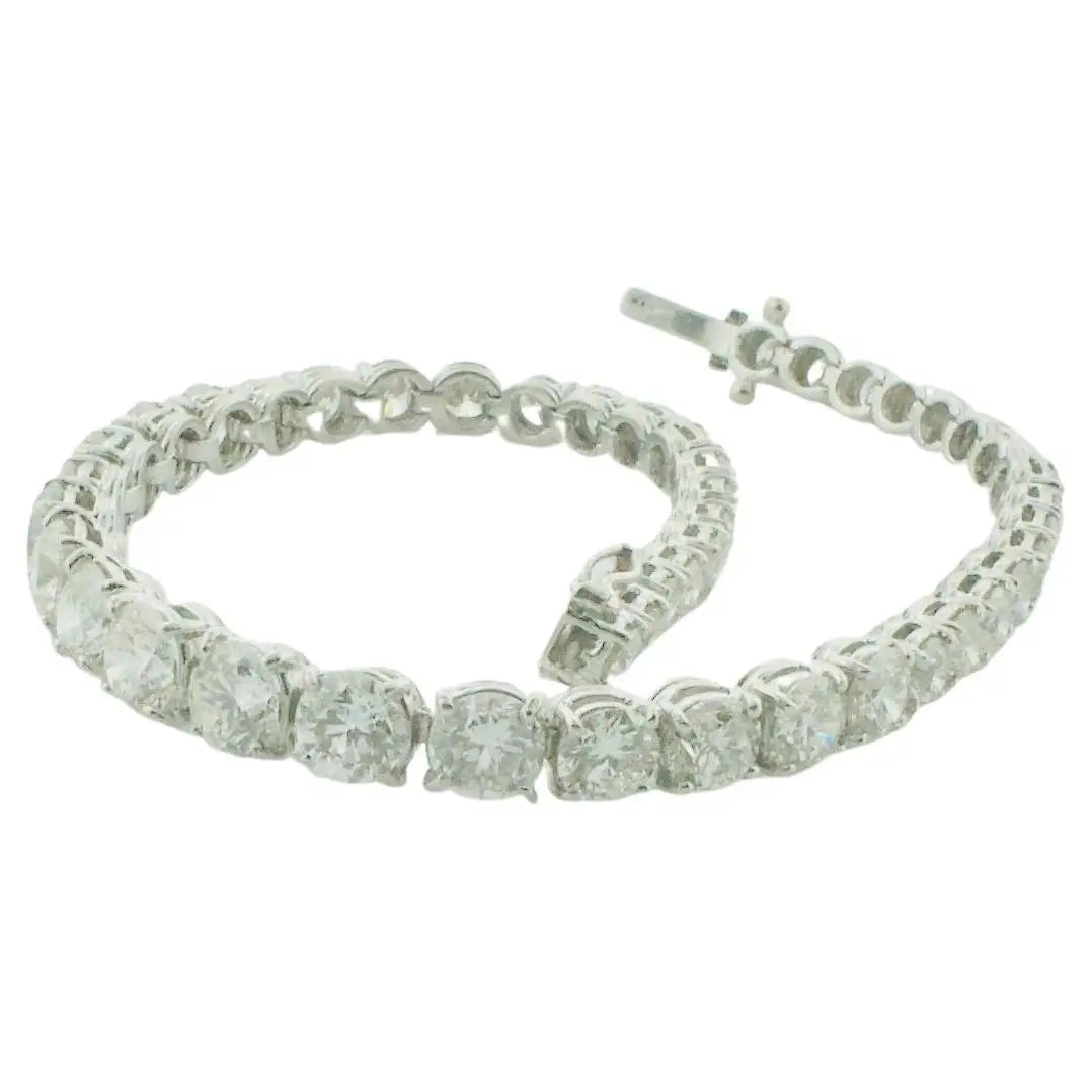 Bracelets with spiral designs for eye-catching twist -Tapered Diamond Tennis Bracelet in 18k White Gold