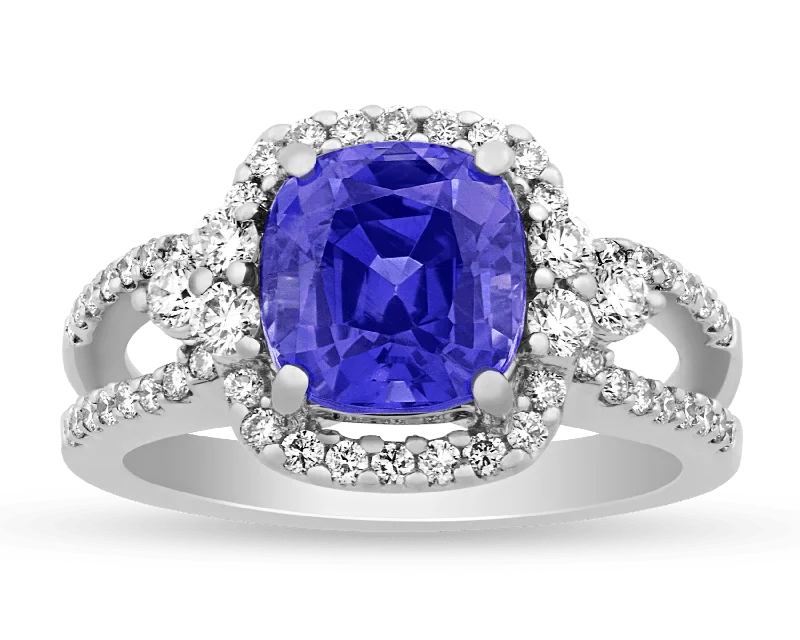 Women’s rings with shield-cut topaz stones -Untreated Purple Sapphire Ring, 3.16 Carats