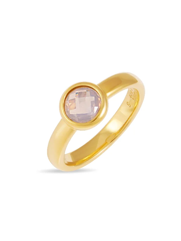 Women’s rings with channel-set peridot gems -Blush Pink Opal Ring