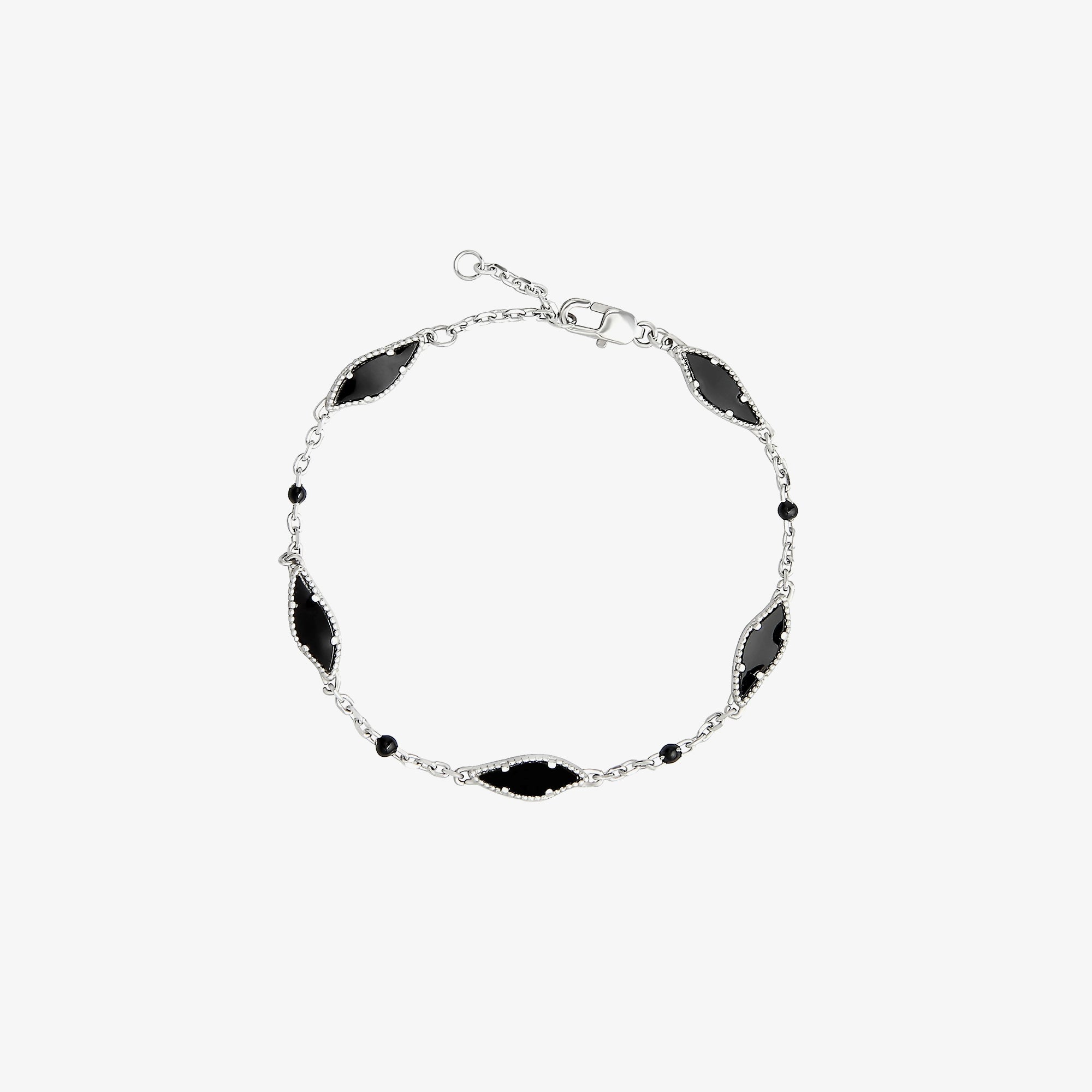 Black oval silver chain