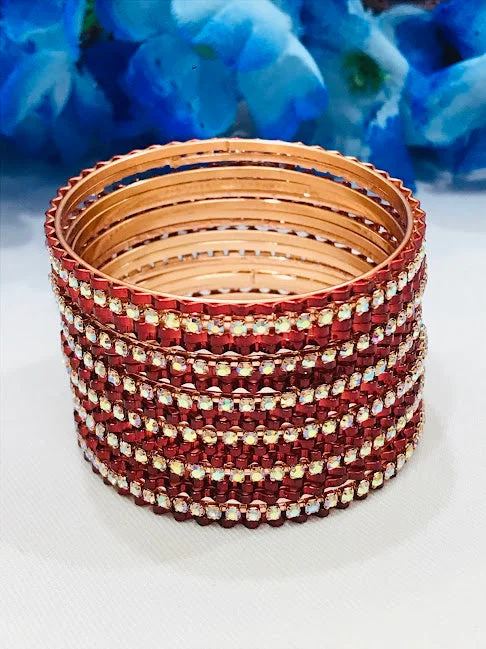 Bracelets with engraved constellations for stargazers -Charming Maroon Colored Designed Bangles For Girls