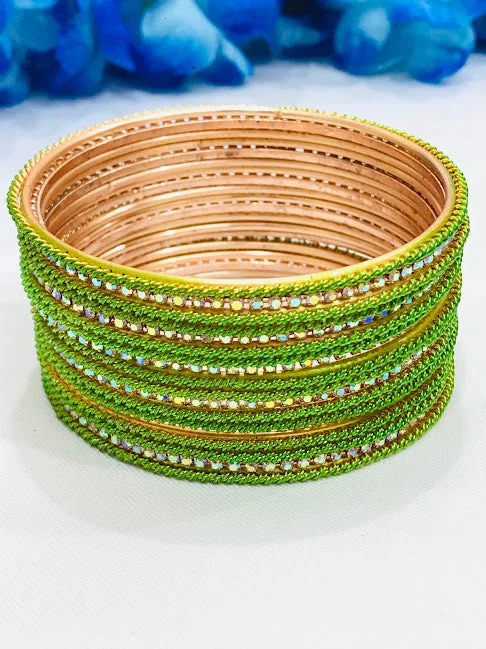 Bangles with mandala engravings for mindfulness -Attractive Green Colored Traditional Ethnic Wear Bangles For Women