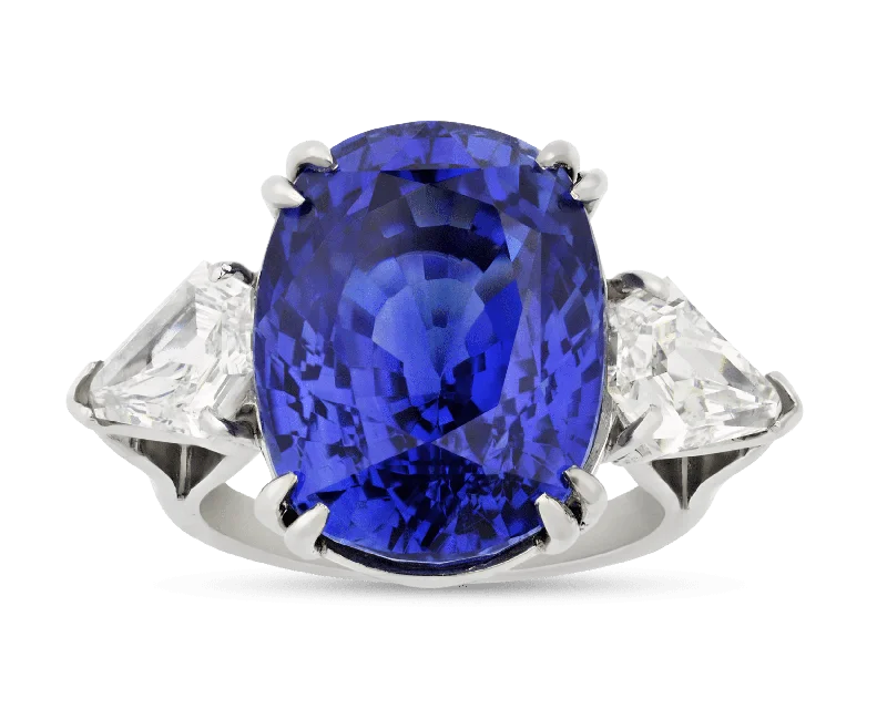 Women’s rings with etched initials for meaning -Ceylon Sapphire Ring, 19.71 Carats