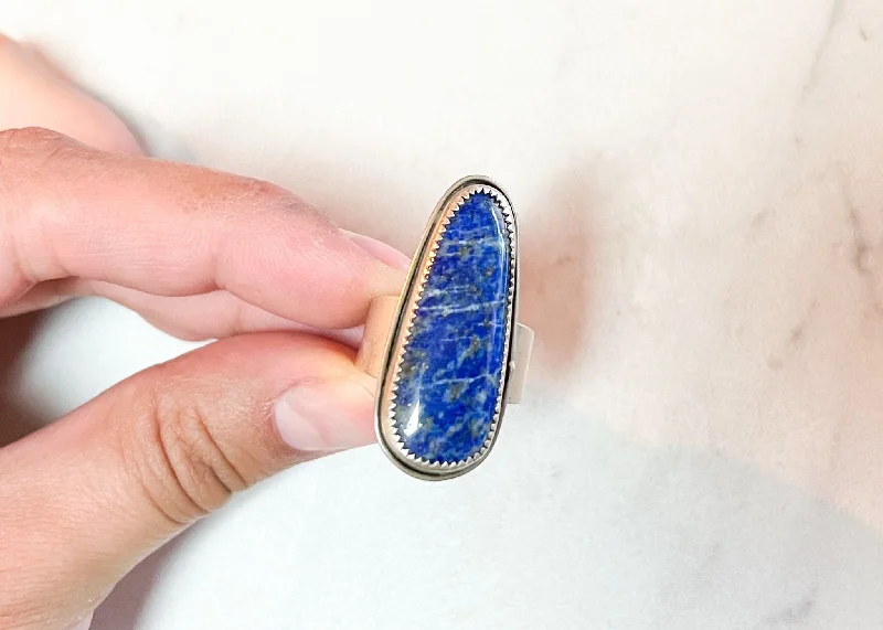 Women’s rings with bold lapis lazuli stones -Lapis Ring - Sz. 8.75