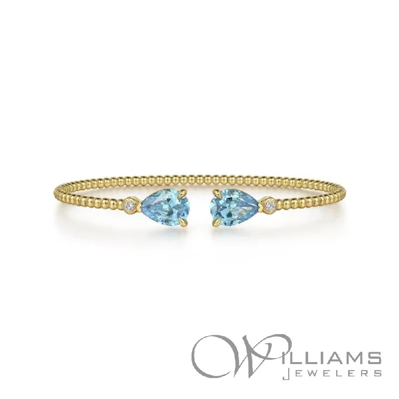 Bangles with pave-set diamonds for dazzle -Gabriel & Co. Bujukan 14 Karat Topaz Bracelet